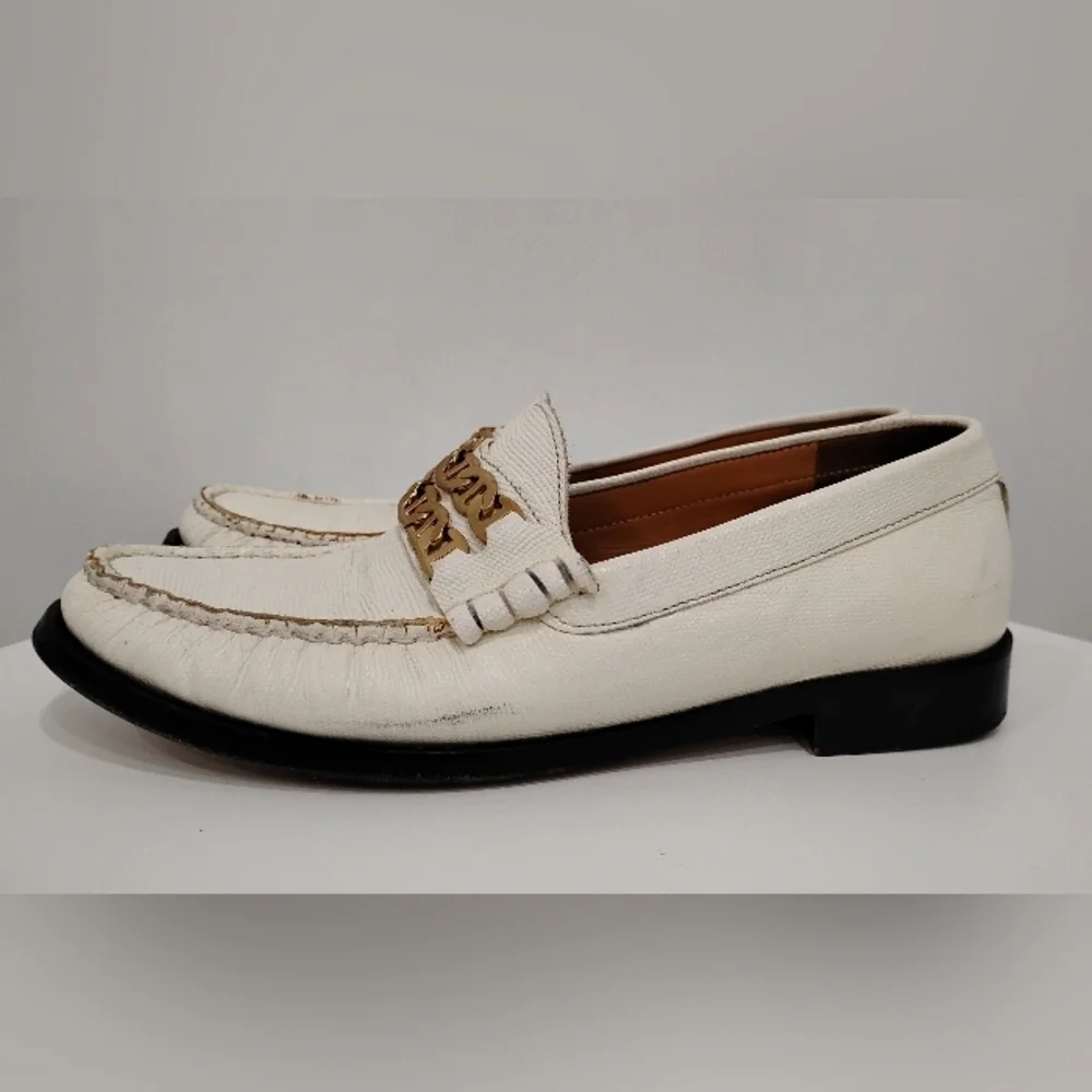 SANDRO PARIS PEBBLED WHITE LOAFERS